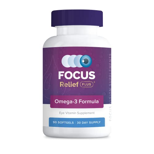 Focus Relief Plus Dry Eye Formula (90 ct. 30 Day Supply) Dry Eye Omega 3 Supplement - Dry Eye Relief Supplement -Omega 3 Fish Oil for Dry Eye