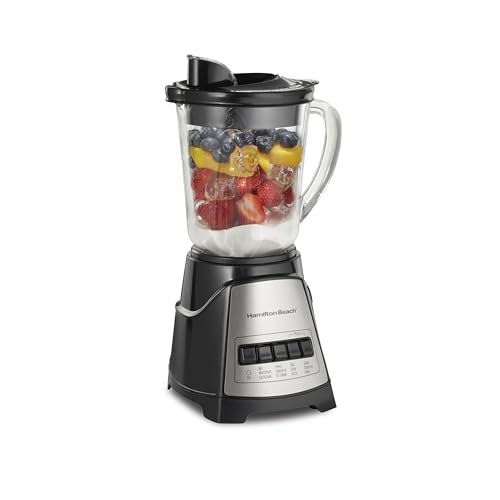 Hamilton Beach Power Elite Wave Action blender-for Shakes & Smoothies, Puree, Crush Ice, 40 Oz Glass Jar, 12 Functions, Stainless Steel Ice Sabre-Blades, Black (58148A)