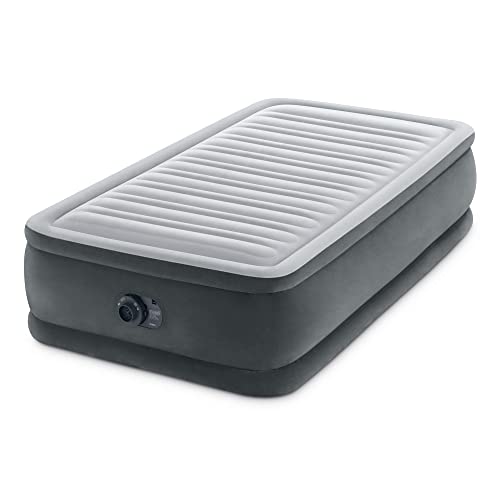 INTEX Dura-Beam Deluxe Comfort-Plush Luxury Air Mattress: Fiber-Tech Construction – Built-in Electric Pump – Dual-Layer Comfort Top – Velvety Sleeping Surface – Carry Bag Included
