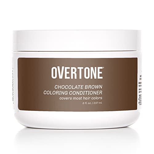 Overtone Haircare Color Depositing Conditioner - 8 oz Semi-permanent Hair Color Conditioner With Shea Butter & Coconut Oil - Chocolate Brown Temporary Cruelty-Free Hair Color (Chocolate Brown)