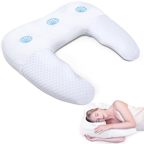 SAHEYER Body Pillow for Side Sleeper, Upgraded U-Shaped Memory Foam Contour Pillow for Adult, Ergonomic Odorless Cooling Bed Pillow for Orthopedic Support Neck, Back, Shoulder Pain Relief, White