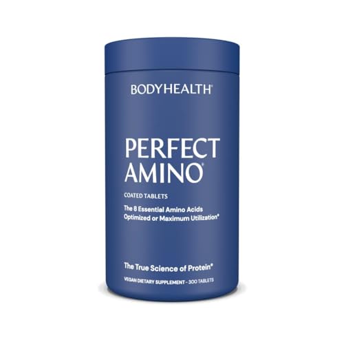 BodyHealth PerfectAmino (300 ct) Easy to Swallow Tablets, Essential Amino Acids Supplement with BCAAs, Vegan Protein for Pre/Post Workout & Muscle Recovery