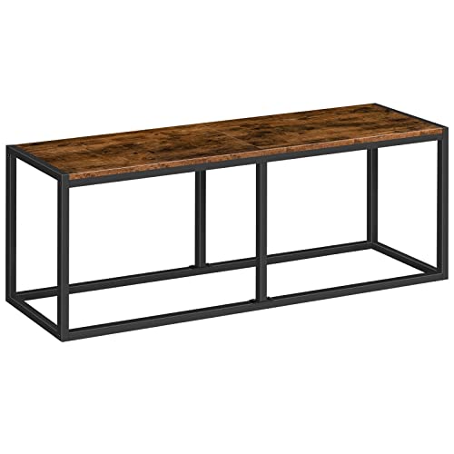 HOOBRO Dining Bench, 47.2 Inch Table Bench, Industrial Style Kitchen Bench, Steel Frame, Easy to Assemble, for Kitchen, Dining Room, Rustic Brown and Black BF12CD01