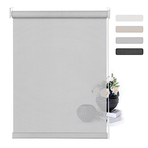 Boolegon Light Filtering Roller Shades for Windows Solar Shade Thermal Insulated Fabric Roller Blinds UV Protection Easy Installation Sheer Shades for Bedroom Office Door.Grey.Custom Size