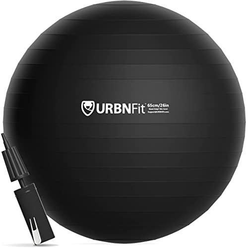 URBNFit Exercise Ball - Yoga Ball in Multiple Sizes for Workout, Pregnancy, Stability - Anti-Burst Swiss Balance Ball w/Quick Pump - Fitness Ball Chair for Office, Home, Gym