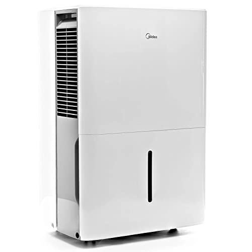 Midea 50 Pint SMART Dehumidifier With Pump - For Rooms up to 4,500 Sq. Ft. - Ideal For Basements, Large & Medium Sized Rooms, Energy Star Certified (White)