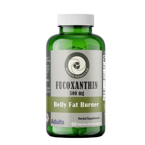 NATURGIN Fucoxanthin Extract 10% + Green Tea Leaf Extract - Caffeine Anhydrous & Quinoa Flour - Fat Loss - Antioxidant - Belly Fat Burner - 60 Veggie Capsules.