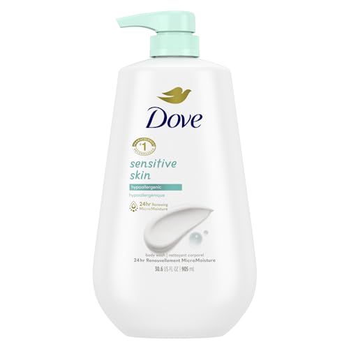 Dove Body Wash with Pump Sensitive Skin Hypoallergenic, Paraben-Free, Sulfate-Free, Cruelty-Free, Moisturizing Skin Cleanser Effectively Washes Away Bacteria While Nourishing Skin 30.6 oz