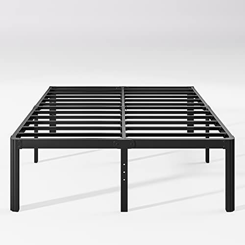 Hunlostten 18in High King Bed Frame No Box Spring Needed, Heavy Duty King Platform Bed Frame with Round Corners, Easy Assembly, Noise Free, Black