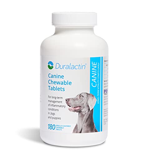 PRN Pharmacal Duralactin Canine Chewable Tablets - Joint Health Supplement for Dogs & Puppies - Contains Milk Protein - Vanilla Flavor - 180 Chews