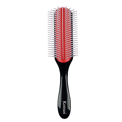 Koeuoi Classic Styling Hair Brush for Wet or Dry Curly Hair. 9 Row Black Brush for Detangling, Separating, Shaping