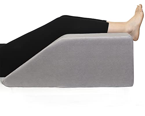 Healthex Leg Elevation Pillow with Memory Foam Top - Elevated Leg Rest Pillow for Circulation, Swelling, Kneef - Wedge Pillow for Legs, Sleeping, Reading, Relaxing - Removable Washable Cover (10 Inch)