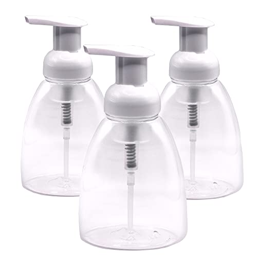 Clear Plastic Foaming Bathroom Countertop Soap Dispensers, Foaming Pump Bottles, Refillable Plastic Container for Liquid Soap, Compatible with Dr Bronner
