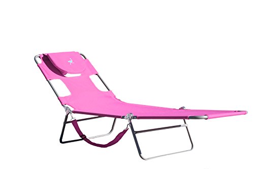 Ostrich Chaise Lounge Beach Chair for Adults with Face Hole- Versatile, Folding Lounger for Outside Pool, Sunbathing and Reading on Stomach - Deluxe, Foldable Laying Out Chair for Tanning (Pink)