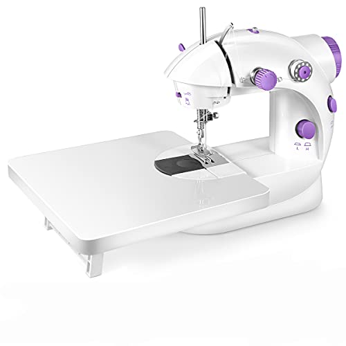 Portable Sewing Machine with Extension Table and Light,Mini Handheld Sewing Machine with Upgraded,Two Threads Double Speed Double Switches,Easy to Use for Kids,Beginners and DIY