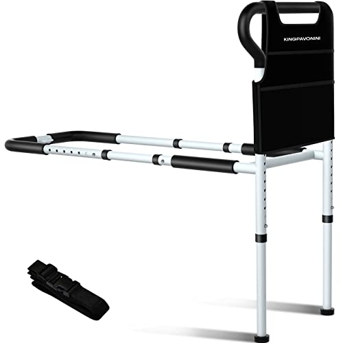 Bed Rails for Elderly Adults Safety - Adjustable Bed Cane with Non-Slip Ergonomic Handle and Storage Pocket, Stable Bed Assist Rails for Seniors Hold up to 300 Lbs and Fit All Beds, Tool-Free Assembly