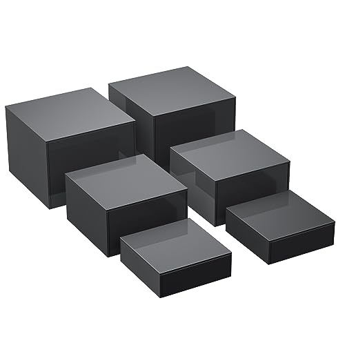 HIIMIEI Buffet Risers, Food Risers for Buffet Table, Display Stand Shelf for Catering Dessert Collectibles Figures, Acrylic Cube Display Nesting Risers with Hollow Bottoms, 6PCS 6