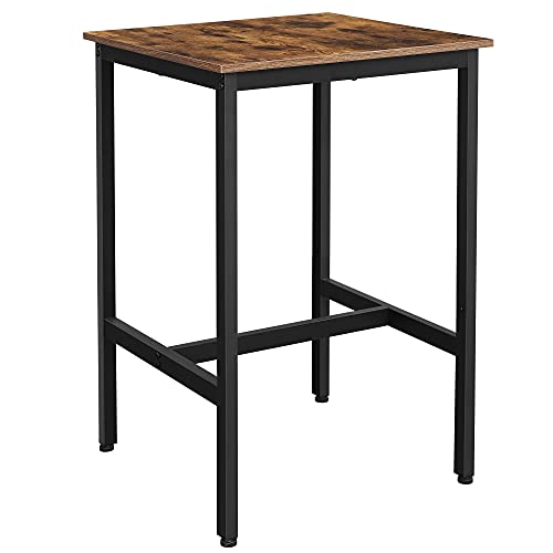 VASAGLE Bar Pub Table, Small High Top for Living Room, Sturdy Metal Frame, Rustic Brown and Black