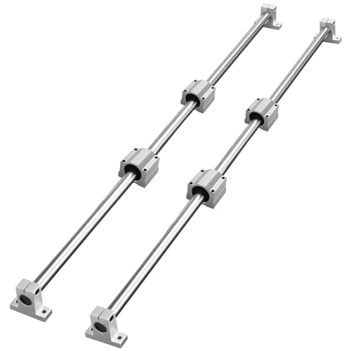 VEVOR Linear Rail Slide 2PCs 20mm x 1200mm Linear Bearing Slide Set with 4Pcs Block Bearings SC20UU+4Pcs Shaft Support Linear Shaft CNC Parts Kits for Electronic Equipment Guide Bar