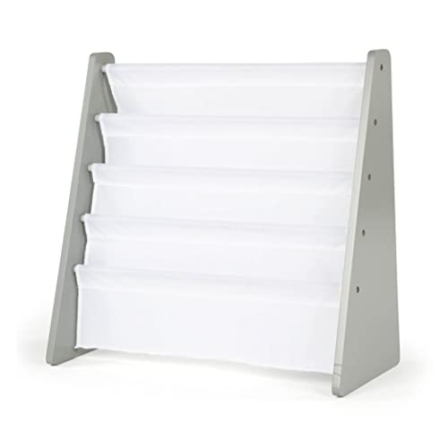 Humble Crew, Grey/White Kids Book Rack Storage Bookshelf, 4 Tiers