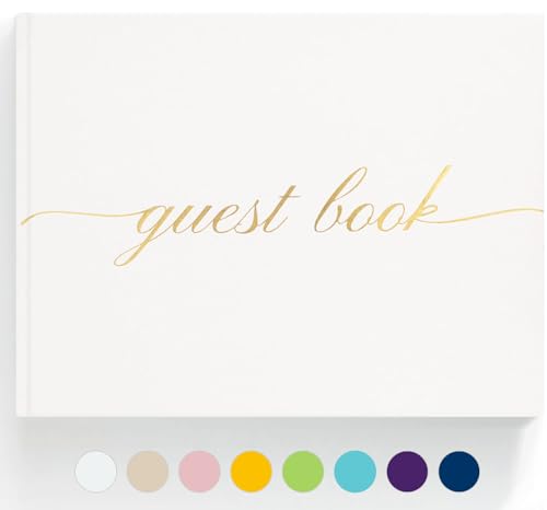 ZICPERY Elegant Wedding Guest Book - Perfect for Wedding Receptions, Baby Showers, Birthdays and Special Events - Polaroid Guest Book with 110 Lined Pages for Sign-in and Photos -Hardcover (White)