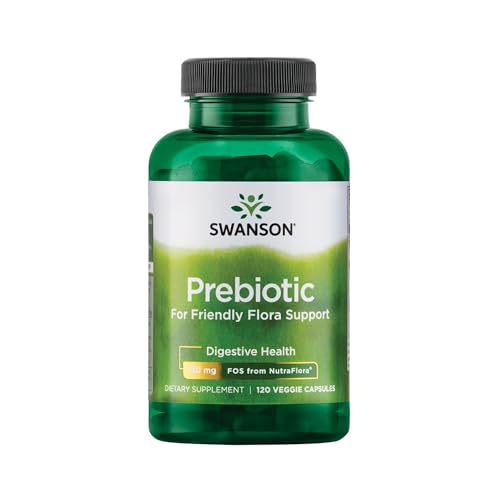 Swanson Prebiotic Capsules - Promotes Friendly Flora Support & Overall Digestive Health - Prebiotic Fiber Promoting Gut Health & Immune Health Support - (120 Veggie Capsules, 750mg Each) 1 Pack