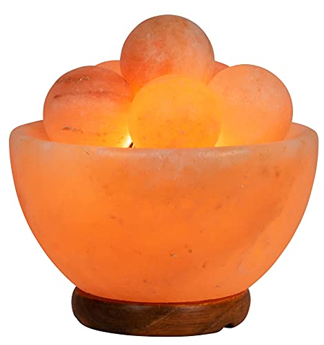 Spantik Himalayan Fire Bowl Salt Lamp with 6 Massage Balls Premium Quality Authentic from Pakistan