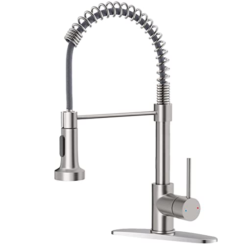 OWOFAN Pull Down Kitchen Faucet, Brushed Nickel, Single Handle, Dual Function - For Farmhouse, Camper, Laundry, Rv, Wet Bar