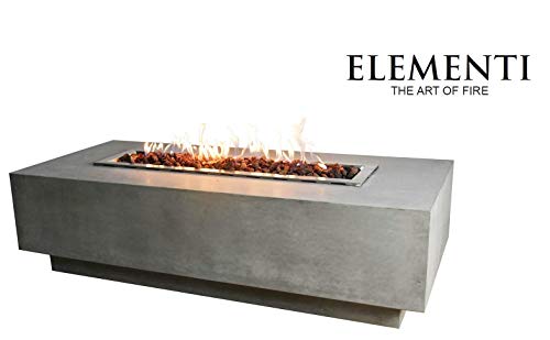 Elementi Granville fire table Cast Concrete Natural Gas , Outdoor Fire Pit/Patio Furniture, 45, BTU Auto-Ignition, Stainless Steel Burner, Lava Rock Included