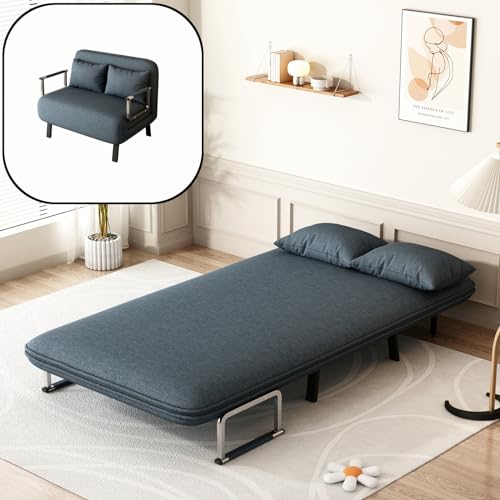 Gagawin Convertible Sofa Bed, 3 in 1 Loveseat Sleeper Tri-Fold Sofa Bed with 6-Position Adjustable Backrest and Pillows, Velvet Folding Chaise Lounge Couch for Home Office, 39