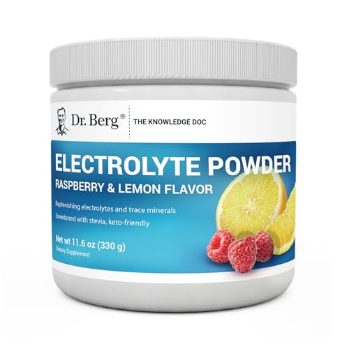 Dr. Berg Hydration Keto Electrolyte Powder - Enhanced w/ 1,000mg of Potassium & Real Pink Himalayan Salt (NOT Table Salt) - Raspberry & Lemon Flavor Hydration Drink Mix Supplement - 50 Servings