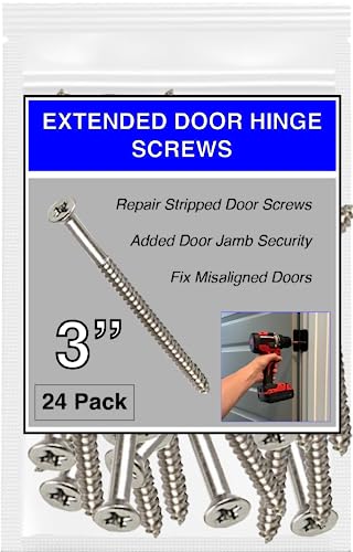 Satin Silver Nickel Wood Screws 9 X 3 Inch – Extra Long Door Hinge Screws - Door Security Screws - 24 Pack