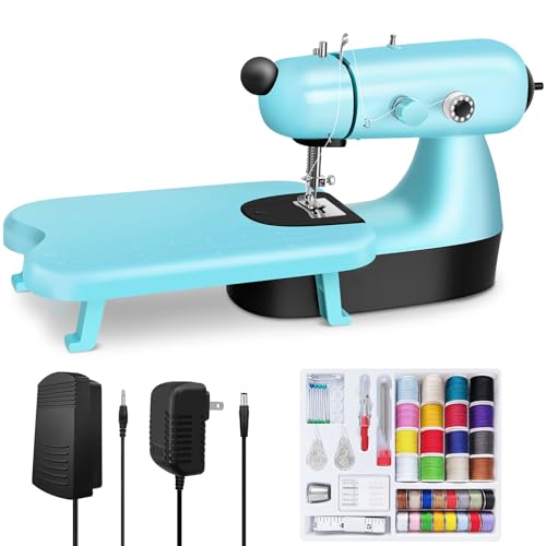 Mini Sewing Machine, Upgraded Electric Sewing Machine with Sewing Bag, Expansion Board, LED Light, Fast Stitch Suitable for Clothes,Jeans,Cutains,DIY Home Travel