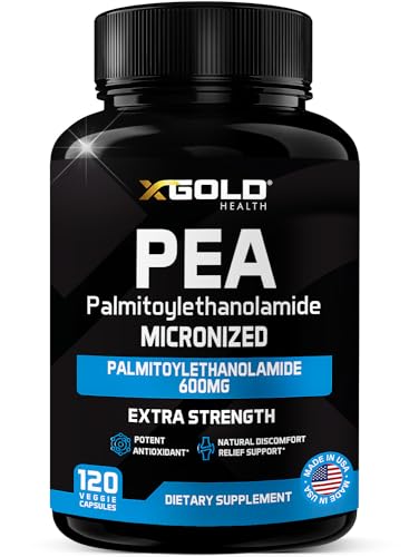 Palmitoylethanolamide Pea Supplement 600 mg | Micronized Pea 99% Highly Purified and Bioavailable | Made in USA | Supplement for Men and Women - 120 Capsules