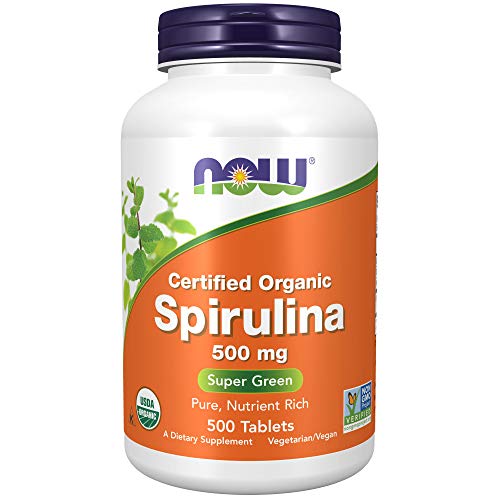 NOW Supplements, Organic Spirulina 500 mg with Vitamins, Minerals and GLA (Gamma-Linolenic Acid), 500 Tablets