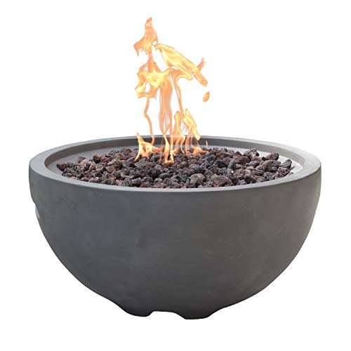 MODENO Outdoor Fire Pit Propane Garden Fire Bowl, 40,000 BTU CSA Certified Firepit，Auto-Ignition System Fireplace, Lava Rock&PVC Cover Included (26 x 26 x 14