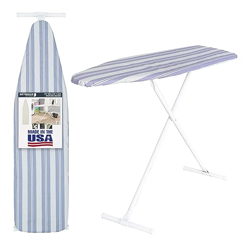 Basics Full-Size Ironing Board - 4-Leg Fold-Up, Chevron Removable  Cover