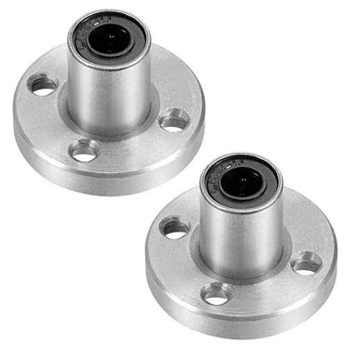 uxcell LM6UU Round Flange Linear Ball Bearings, 6mm Bore Dia, 12mm OD, 19mm Length (Pack of 2)