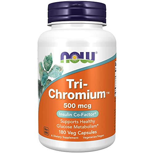 NOW Supplements, Tri-Chromium™ 500 mcg with Cinnamon, Insulin Co-Factor*, 180 Veg Capsules