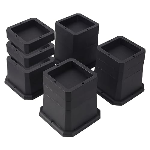 BTSD-home Bed Risers 2, 3 or 4 Inch Heavy Duty Furniture Risers Adjustable Dorm Bed Lifts Risers Table Desks Legs Blocks 4 Pack Black