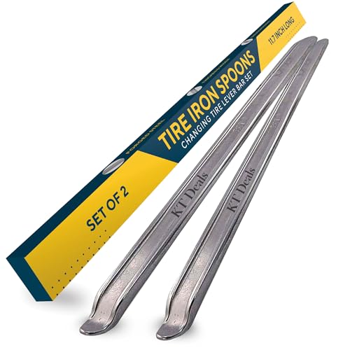 KT Deals Tire Iron Spoons Changing Tire Lever Bar Set Tire Repair Tool Kit Rim Lifter Tire Changer Remove Tyre Heavy Duty Metal Steel for Motorcycle Bike Scooter Bicycle Mower and More (2 Pack)