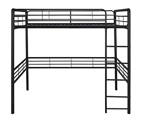 DHP Full Metal Loft Bed with Ladder, Space-Saving Design, Black