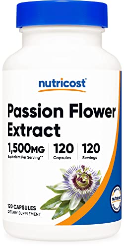 Nutricost Passion Flower Extract (1,500mg Equivalent) 120 Capsules - Gluten Free, Non-GMO, and Vegetarian Friendly