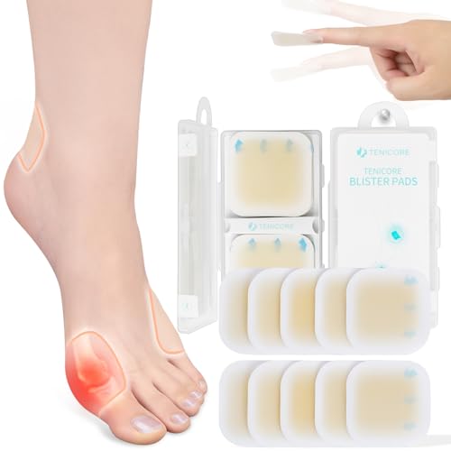 TENICORE Bunion Pads, Bunion Relief, Blister Pads for Women and Men, Hydrocolloid Bandages, Toe and Foot Corn Protector Pads, Sole & Heel Cushions, Waterproof, Thin, 10PCS