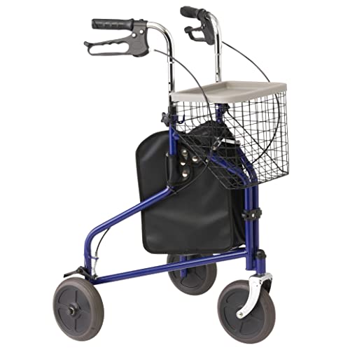 Medline 3-Wheel Ultralight Steel Rollator, Supports up to 275 lbs, 8