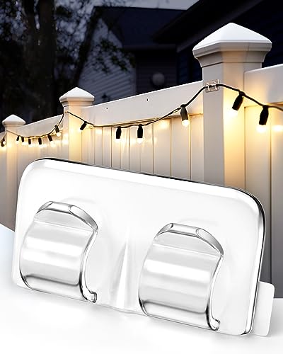 Hooks for Outdoor String Lights Clips: 26Pcs Heavy Duty Light Hook with Waterproof Adhesive Strips - Outside Clear Cord Holders for Hanging Christmas Lighting – Outdoors Sticky Clip