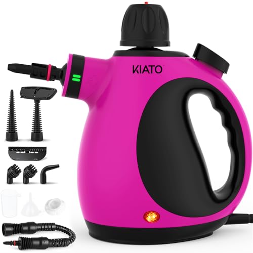 Kiato Handheld Steam Cleaner, 10 in 1 Hand Held Steamer for Cleaning, Portable Pressurized Steamer for Home Use, Bathroom, Mini Steam Cleaners for Upholstery Furniture Sofa Couch Floor Tile Grout Car