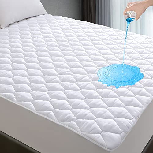 Lunsing Full Size Mattress Protector, Waterproof Breathable Noiseless Mattress Pad with Deep Pocket for 6-16 Inch Mattresses, White