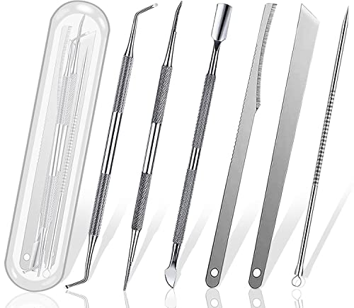 6pcs Ingrown toenail Tool, Toenail File and Lifters, Professional Surgical Stainless Steel Ingrown Toenail Removal Tool Kit, Under Nail Cleaner Tools Pain Relief(Natural color)