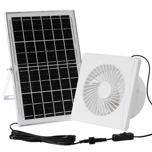 Solar Powered Fan,IUZEAI 20W Solar Panel with Bracket8 Solar Fan with Longer 16.4ft Wire Waterproof Strong Airflow with Assembly Accessories Solar Fans for Outside,Warehouse, Shed, Kitchen, Attic